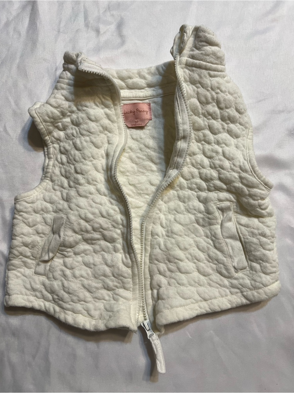Quilted Cream Kids Vest with Front Zip